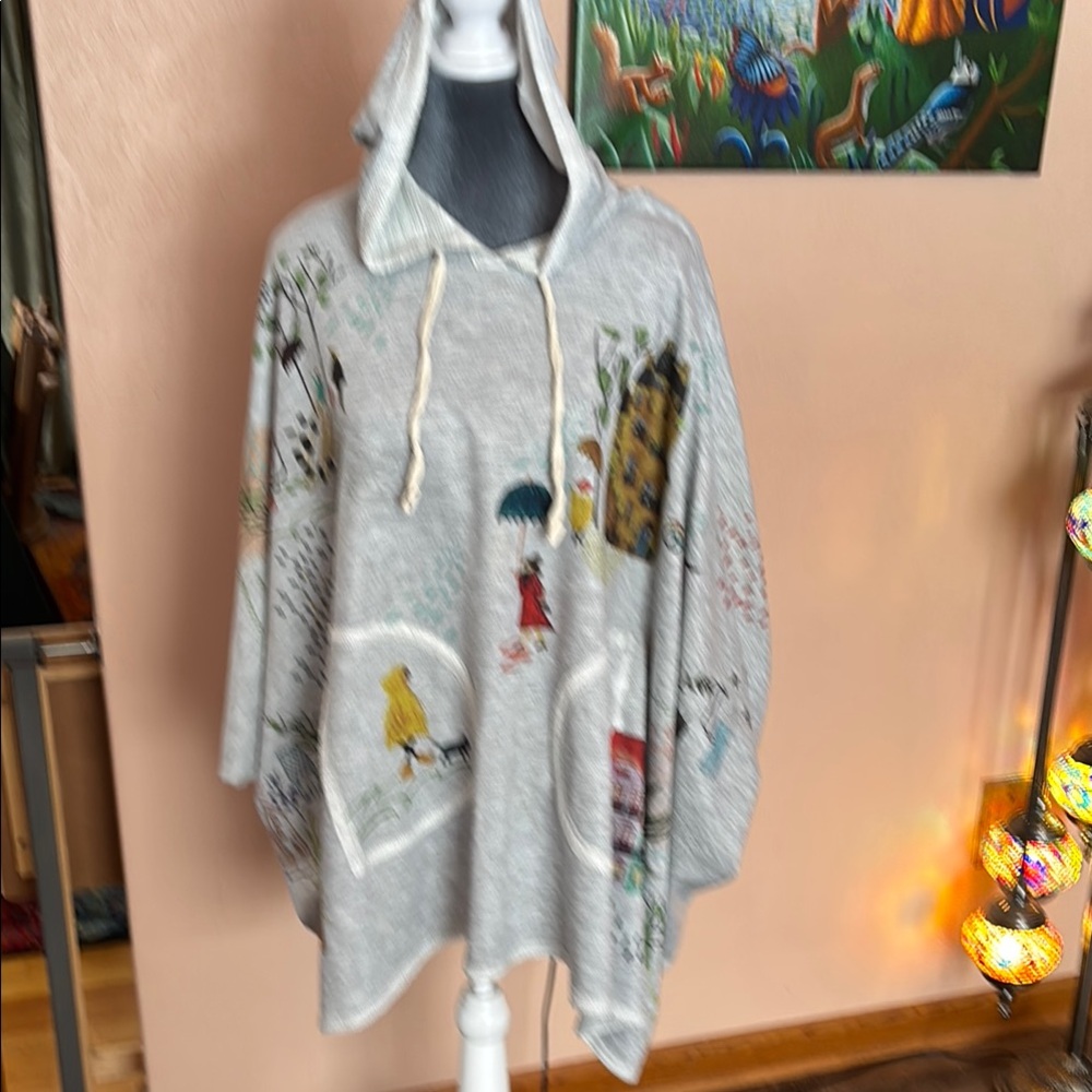 Gray Shrug with Colorful Embroidered Designs